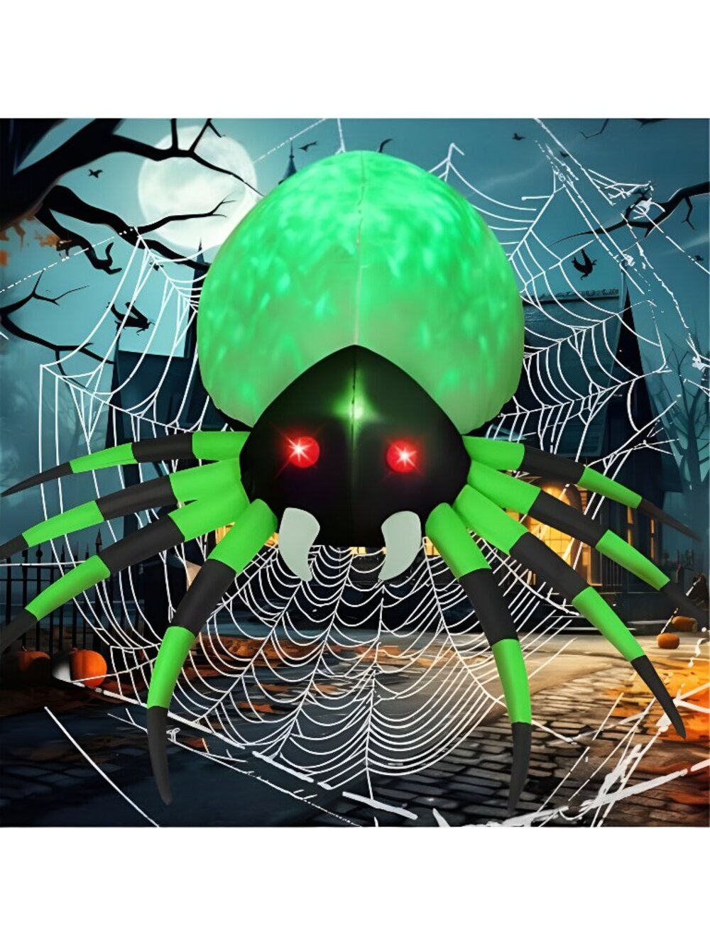 GOOSH 8 FT Width Halloween Inflatables Spider - Blow Up Yard Decorations with